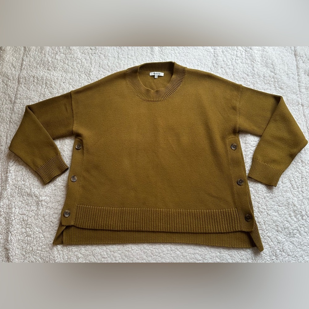 Madewell Womens Knit Sweater Button Side Long Sleeve Brown Size Medium